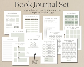 Thematisches druckbares Lesejournal, Buchtracker, Leseplaner, Buchrezensionsjournal, Leselistenchallenge, Booktok, Geschenk für Buchliebhaber
