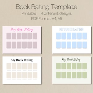 Book Rating Template Bundle, Printable Reading Journal, Reading Log, Book Tracker Reading Tracker Book Review, Digital Book Journal