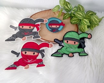 XXL Ninja Bügelbild, gestickt handmade, verschiedene Größen