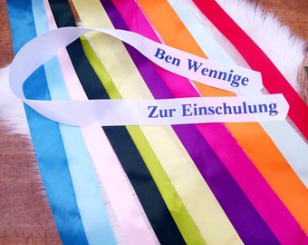 Schleifenband Schultüte personalisiert in verschiedenen Farben