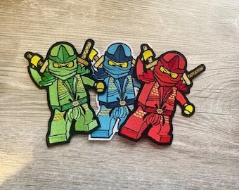 XXL Ninja Bügelbild, Vollstick gestickt handmade, verschiedene Farben