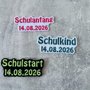 Bügelbild, Aufnäher/Applikation auf weißem Filz Wunschname Farbauswahl Einschulung Schultüte Schulkind Schrift H2