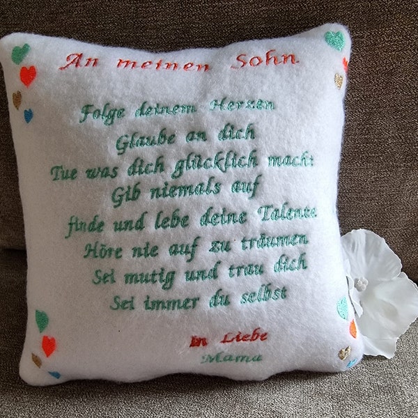 Stickdatei Design Spruch , Folge deinem Herzen, 6 verschiedene Varianten