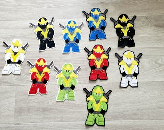 XXL Ninja Bügelbild, gestickt handmade, verschiedene Farben
