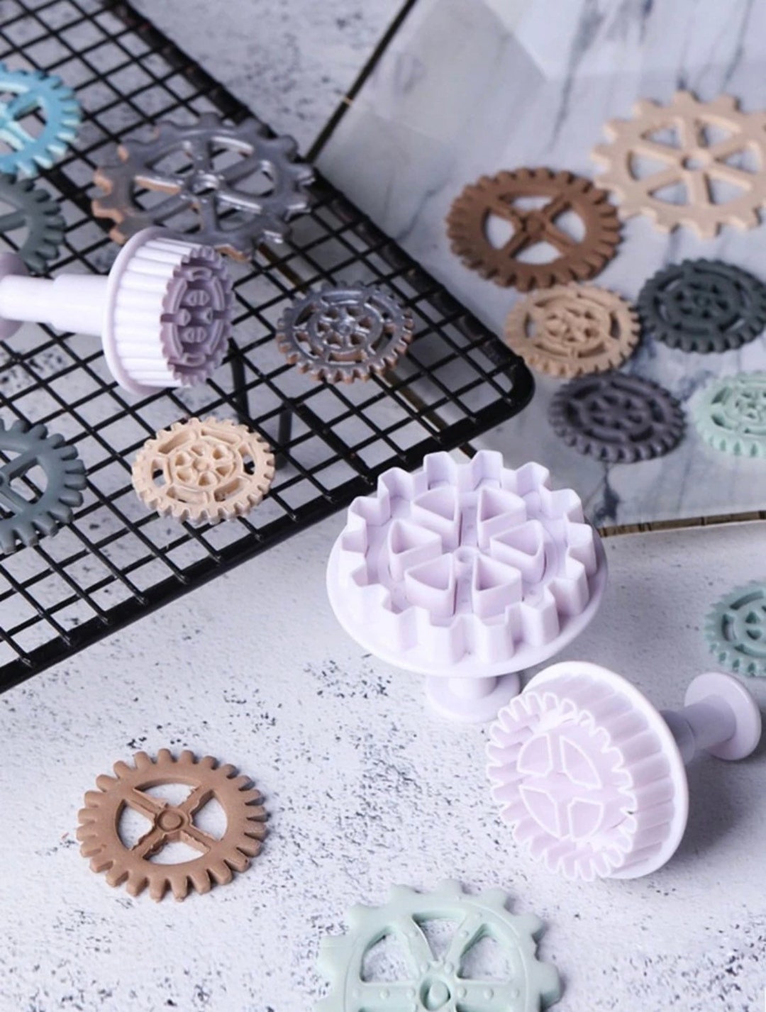 Gear Pattern Stamp Gear Fondant Stamp Set - Etsy