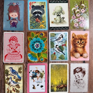 Set of 12 Unique Vintage Playing Cards – Mixed Designs for Junk Journals, Scrapbooking & Paper Crafts