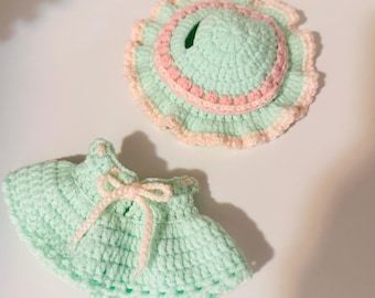 Handmade Crochet Doll Dress Set: Fits 15/17cm Lbubu Dolls