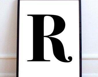 Capital Letter R Print R Letter Print R Wall Decor R Wall Print R Printable Art