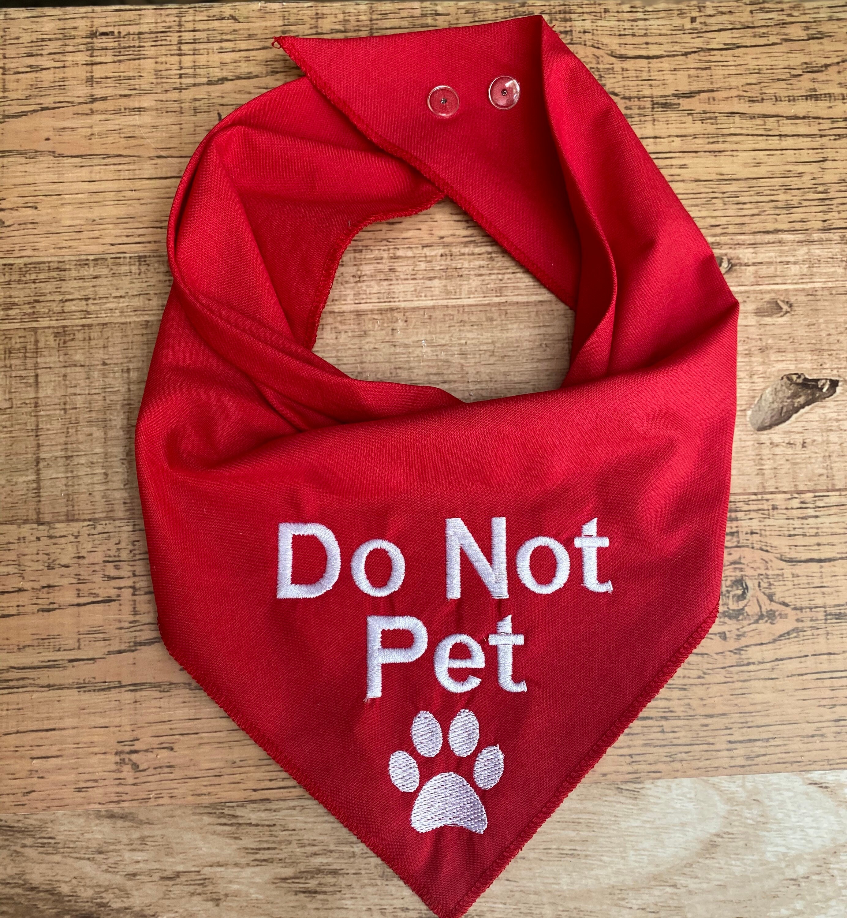 Do Not Pet dog bandana embroidered on red cotton fabric snap Etsy