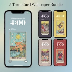 Tarot-Karten-Hintergrundbild für Handy. Der Narr, Die Kaiserin, Der Kaiser, Die Liebenden, Der Stern Handy Wallpaper. iPhone Hintergrund. PNG.