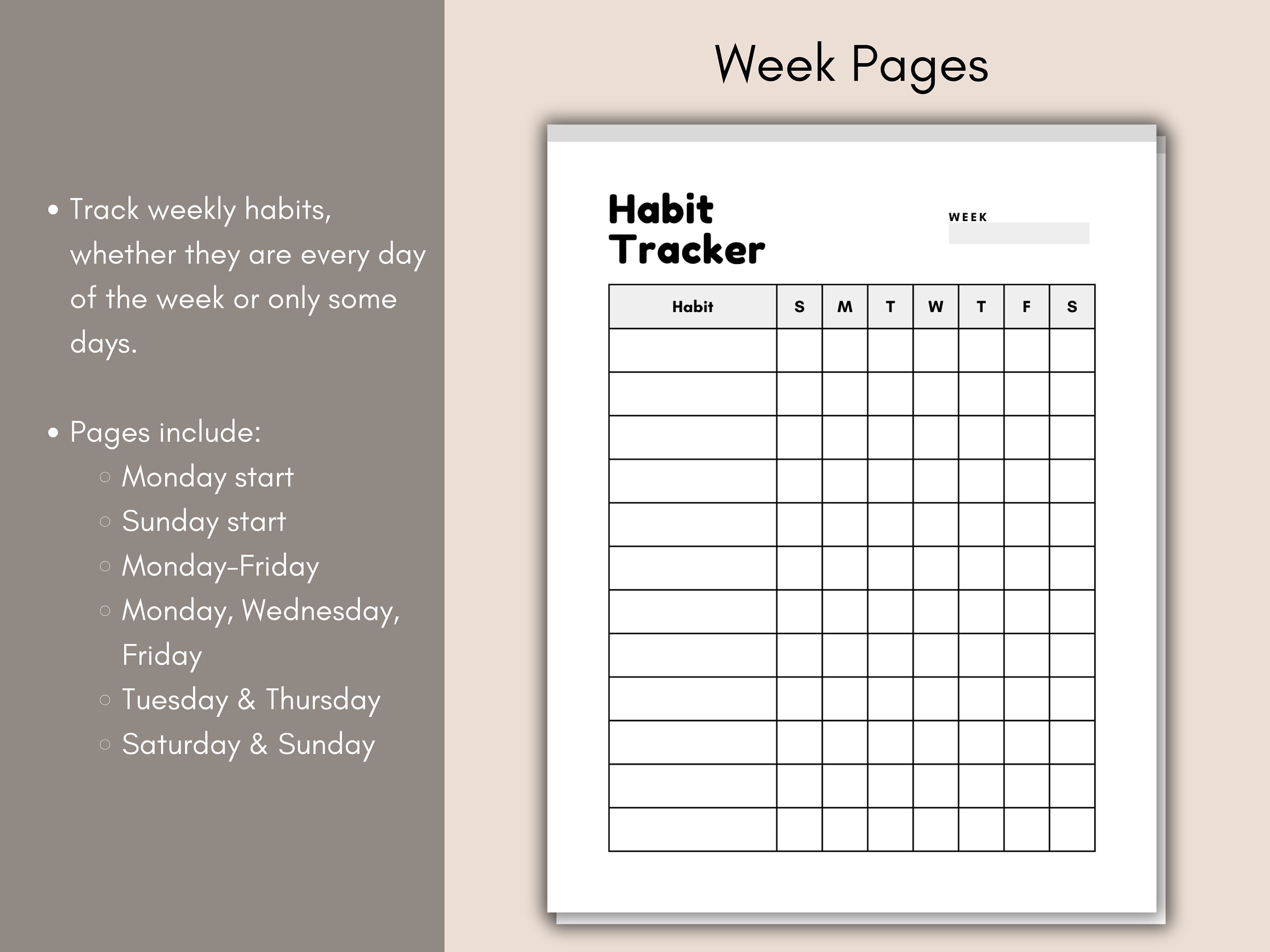 Editable Habit Tracker Printable Bundle. Weekly, Monthly, Yearly ...