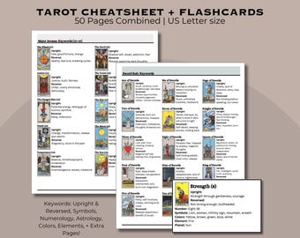 Druckbarer Tarot Spickzettel & Karteikarten: Anfängerleitfaden (PDF)