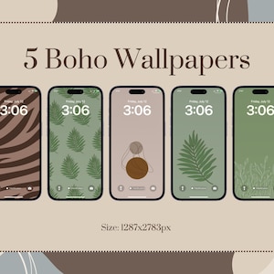 Boho Phone Wallpaper Bundle, iPhone Lock Screen Digital Download