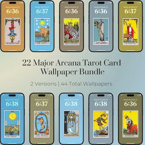 Major Arcana Tarot Wallpaper Set. Der Narr, die Kaiserin, der Kaiser, die Liebenden, der Stern und mehr für das iPhone Hintergrund.  Handy-Hintergrundbild PNG.
