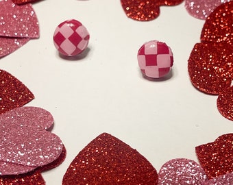 V-day checkered studs