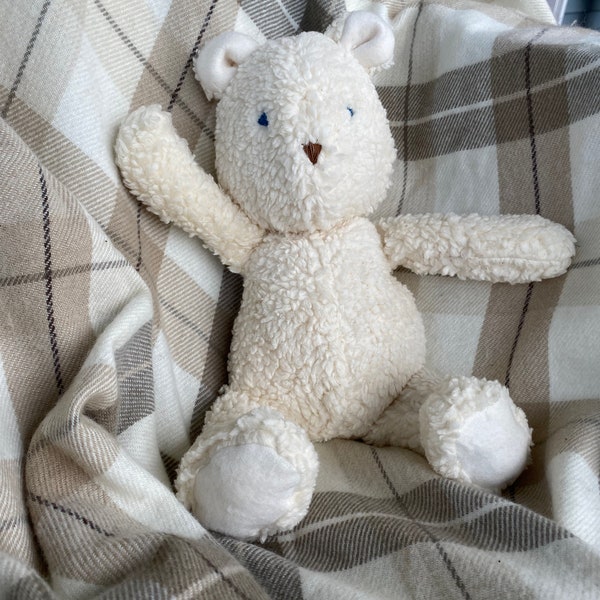 Teddybär aus Bio-Baumwolle - Baby Geschenk für ein Mädchen oder einen Jungen - Bio-Baumwolle Sherpa Bär, umweltfreundlich, nachhaltig hergestellt.