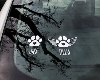 Paw print window stick with personalized name