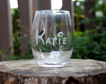 Personalized Disney Stemless Wine Glass, Custom, Personalized Etched 17oz