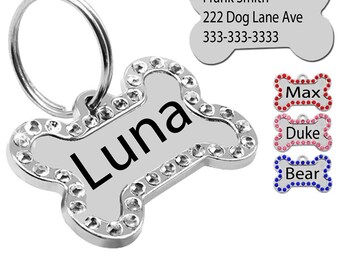 glitzy dog tags