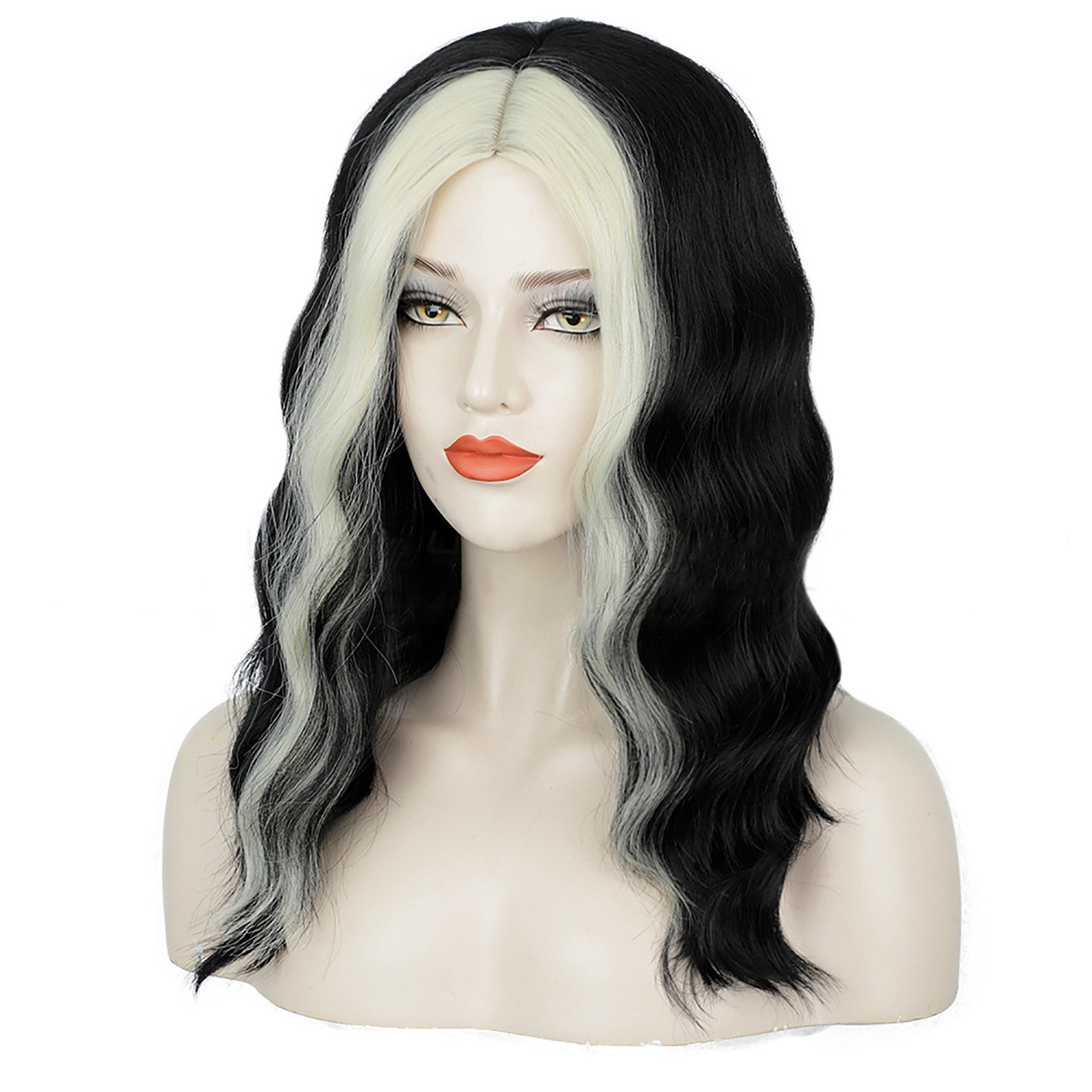 Gold Highlights Wigs Gold Black Long Curly Wigs Women's Etsy