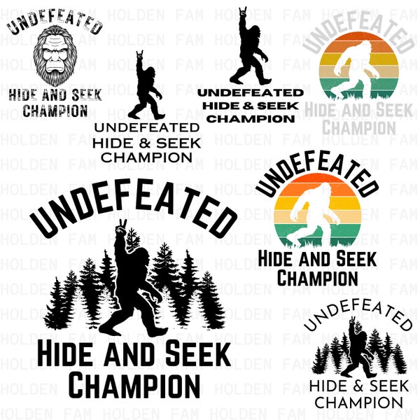 Bigfoot Undefeated Hide & Seek Champion Sasquatch Digital Download PNG, 7 Digital Files