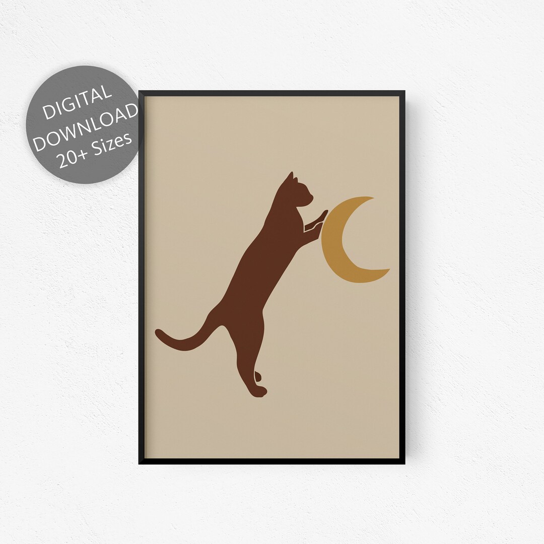Mid Century Modern Cat Wall Art Printable Wall Art Etsy