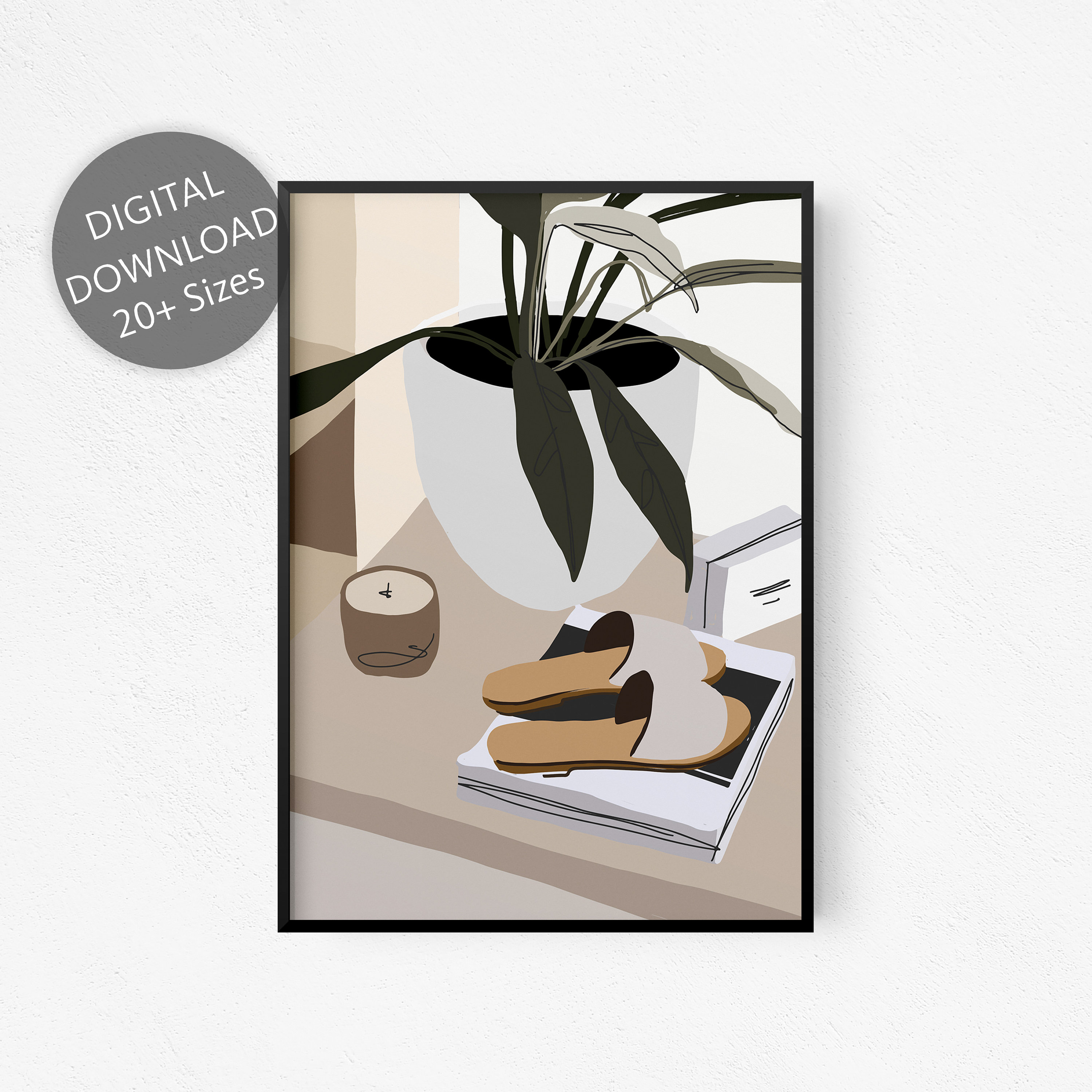 Minimal Living Room Wall Art Print Mid Century Modern Wall Etsy