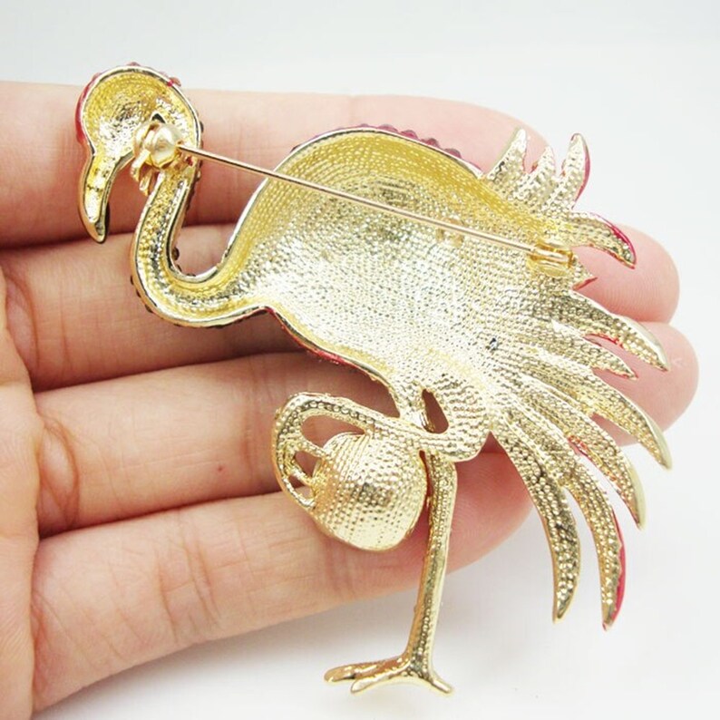Pink Flamingo Brooch Pretty Austrians Crystal Flamingo Bird Etsy