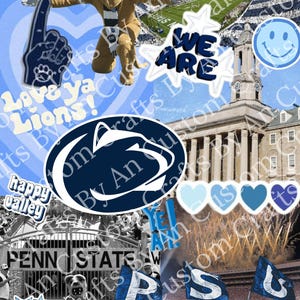 Póster de Penn State, collage de PSU, impresión de Penn State, regalo de Navidad universitario, decoración de dormitorio, decoración de apartamento, arte de pared, azul y blanco
