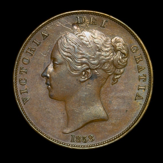 Old Victorian Coin Made in 1858 Queen Victoria Large Copper Penny