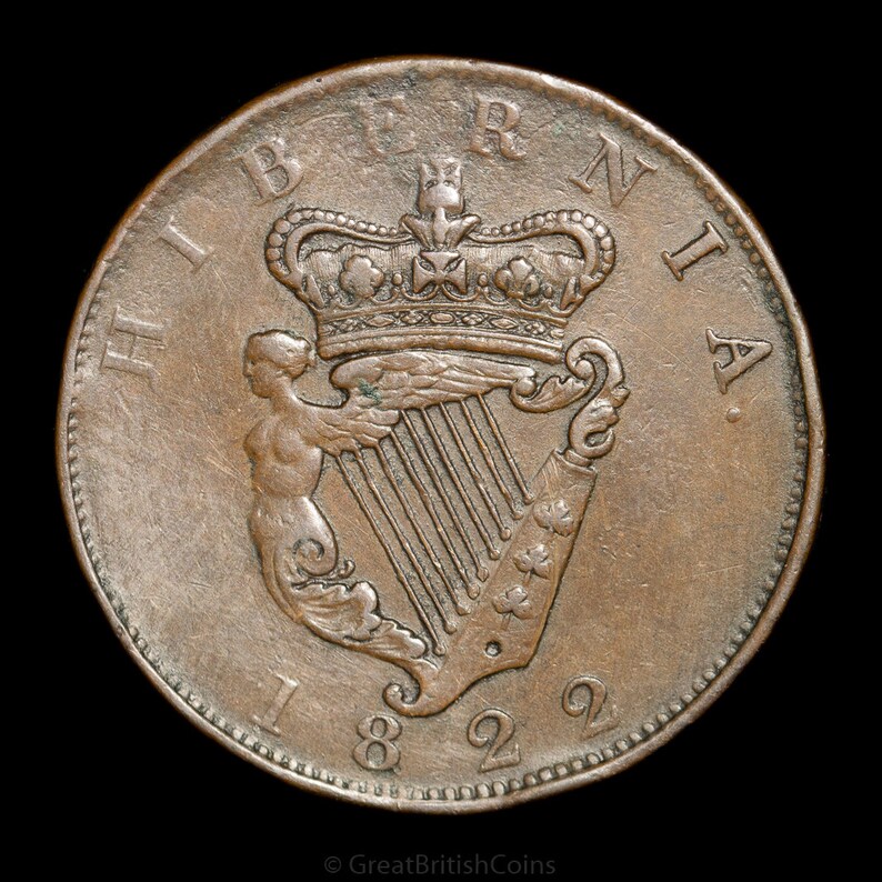 Large Irish 1822 IV Penny Coin Old Coins History Etsy