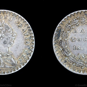 1811 King George III 1 Shilling & Sixpence Silver Bank Token (Eighteenpence), British Coins, History Gifts