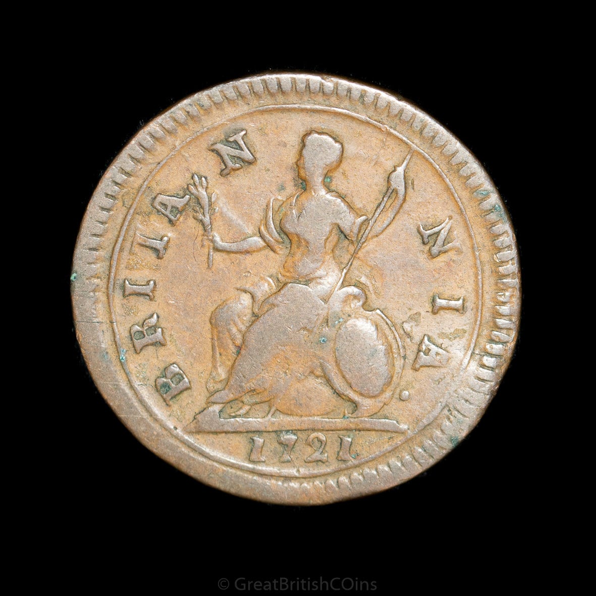 King George I 1721 Copper Farthing Coin, British Coins - Etsy