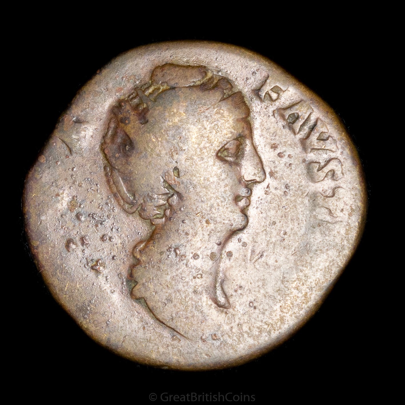 ファウスティナ (シニア) 青銅のセステルティウス、古代ローマのコイン