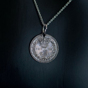 Genuine 1823 British Silver Coin Pendant, George IV, Coin Charm