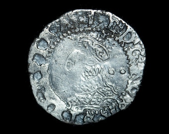 Tudor Hammered Coin, Elizabeth I Half Groat 1601, Old British Coins