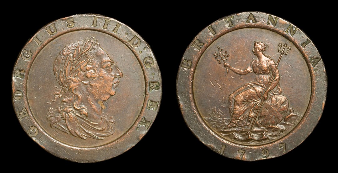 大英帝国　ジョージ3世　車輪銭　2 ペンス銅貨　1797 大英帝国 ジョージ3世 車輪銭 2 ペンス銅貨 1797 イギリス 車輪銭（2枚