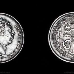 King George III Silver Sixpence Coin 1817, British Coins, Unique Gift, Napoleon