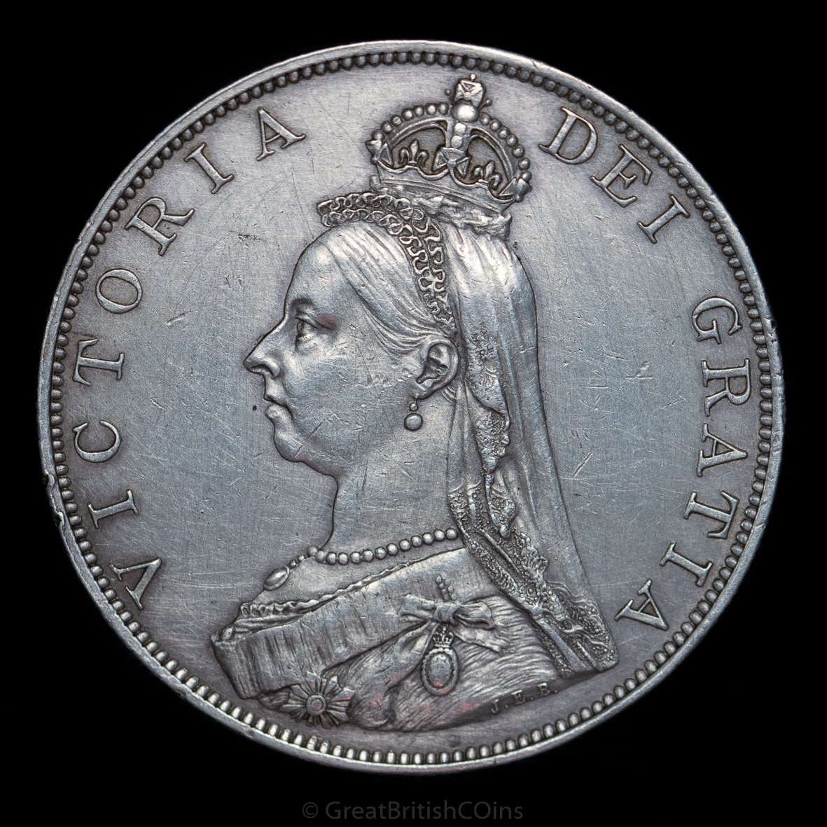 1891年英国ジュベリーヘッドヴィクトリア女王大型銀貨 クラウン銀貨