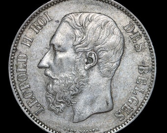 1867年 ベルギー国王レオポルド2世 5フラン銀貨 - Etsy 日本