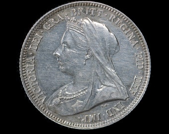 1887年 ヴィクトリア女王記念 アンティークシルバー 6ペンス硬貨、19
