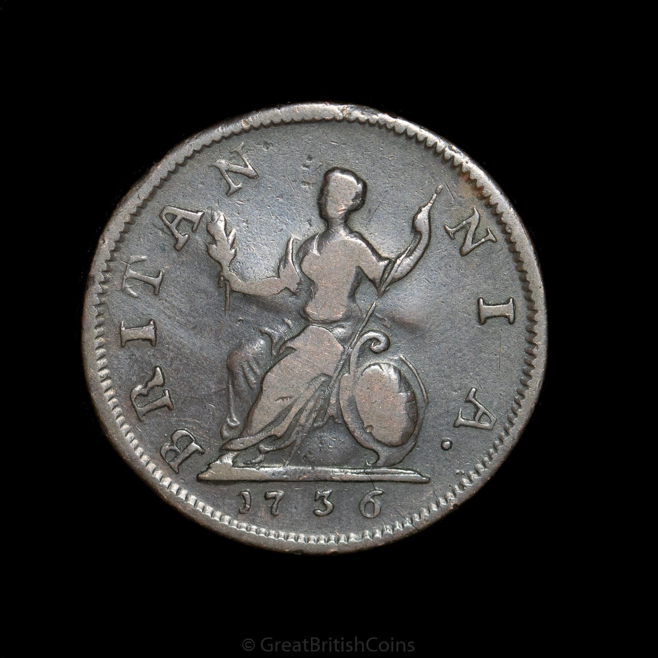 King George II Copper Farthing Coin 1736, British Coins - Etsy