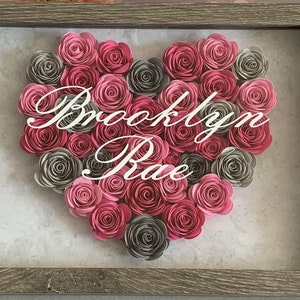 Personalized Handmade Custom Beautiful 3D Flower Shadow Box  8x10 - Perfect for Baby Shower, Wedding Shower or a gift for any occasion