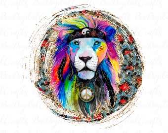 Printable Lion gift Lion King Wall Art Colorful Lion Head Big cats Wildlife Savannah Instant Download Lion decor Watercolor Portrait