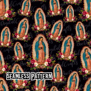 SEAMLESS pattern Virgin Mary Our Lady of Guadalupe digital fabric design Mother Mary printable paper PNG download