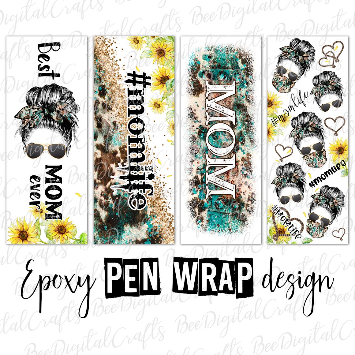 Best mom ever pen wrap template Sunflower momlife ink joy wrap Etsy