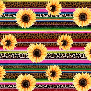Sunflower and serape cheetah print JPEG digital download