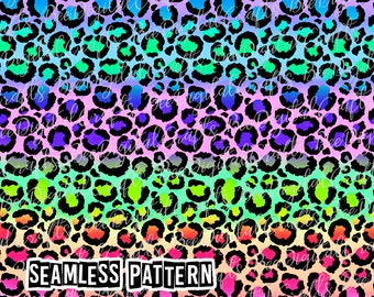SEAMLESS pattern colorful leopard Cheetah rainbow digital fabric design Wild animal printable paper download