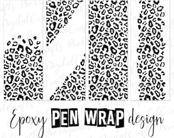 Leopard pen wrap template Cheetah print ink joy wrap download Half leopard epoxy pen wrap digital design