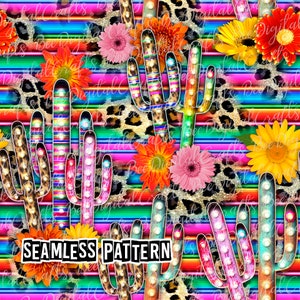 Modèle transparent serape cactus léopard avec fleur Western design de tissu numérique Cheetah Mexicain téléchargement de papier imprimable